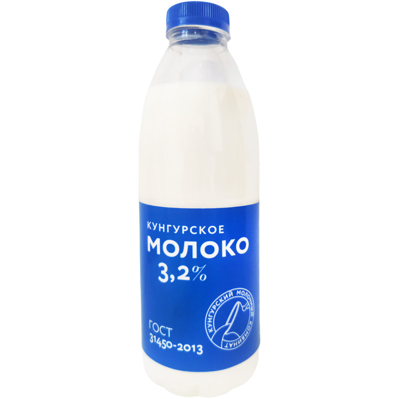 Молоко Кунгурское питьевое пастеризованное 3.2%, 800мл