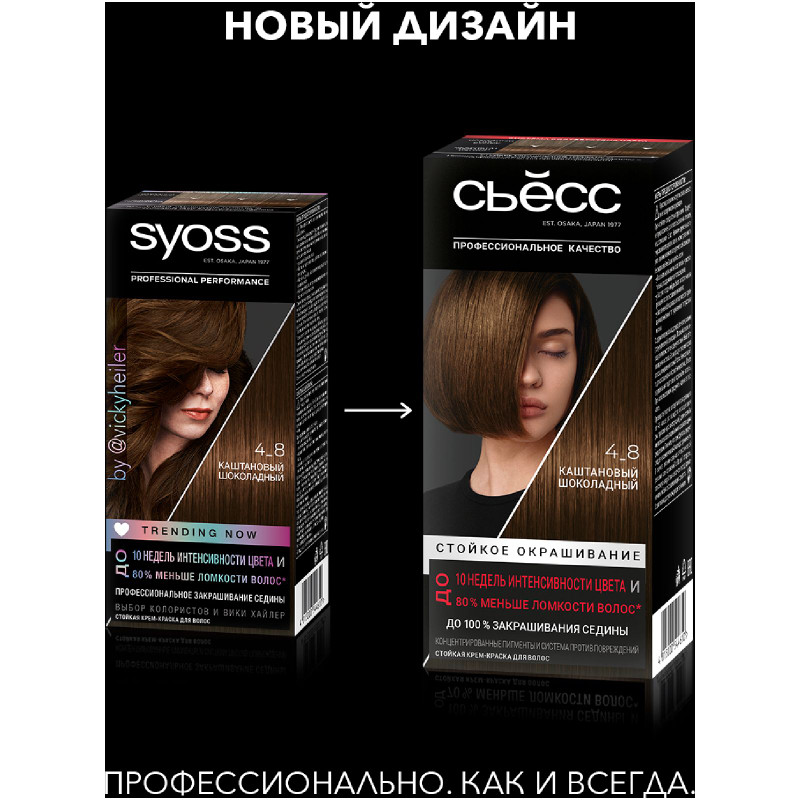 Крем-краска для волос Сьёсс Color каштановый шоколадный 4-8, 115мл — фото 1