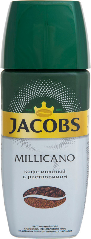 Кофе Jacobs Millicano натуральный растворимый с добавлением молотого, 95г — фото 1