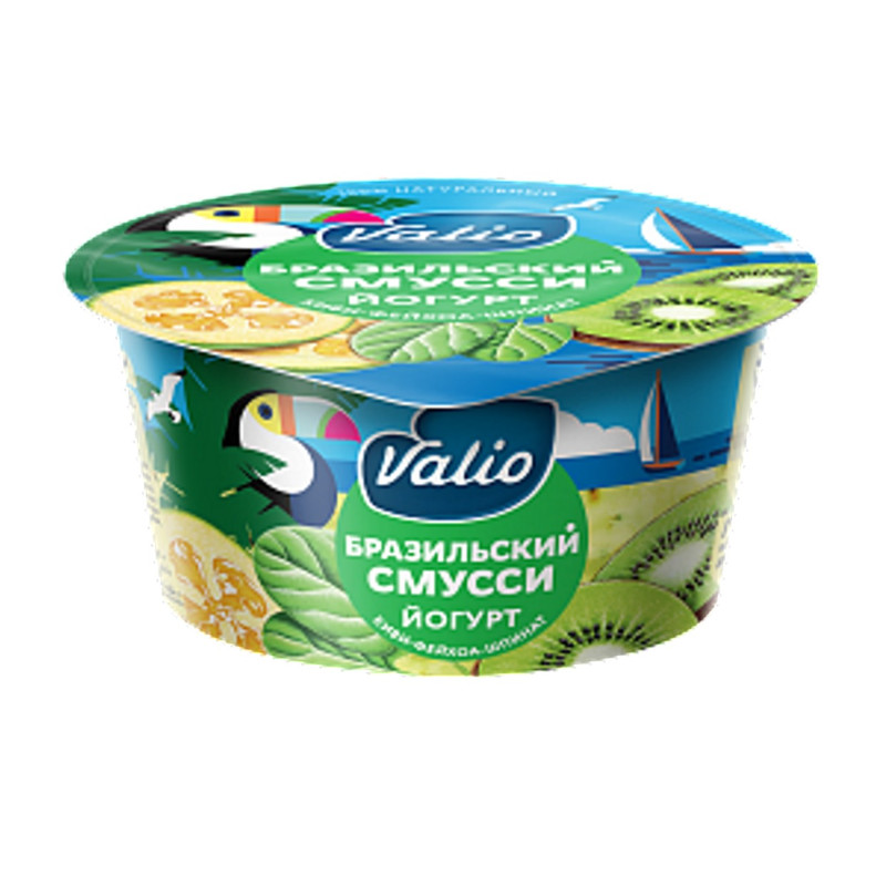 Йогурт Valio Бразильский смусси киви-фейхоа-шпинат 2.6%, 140г