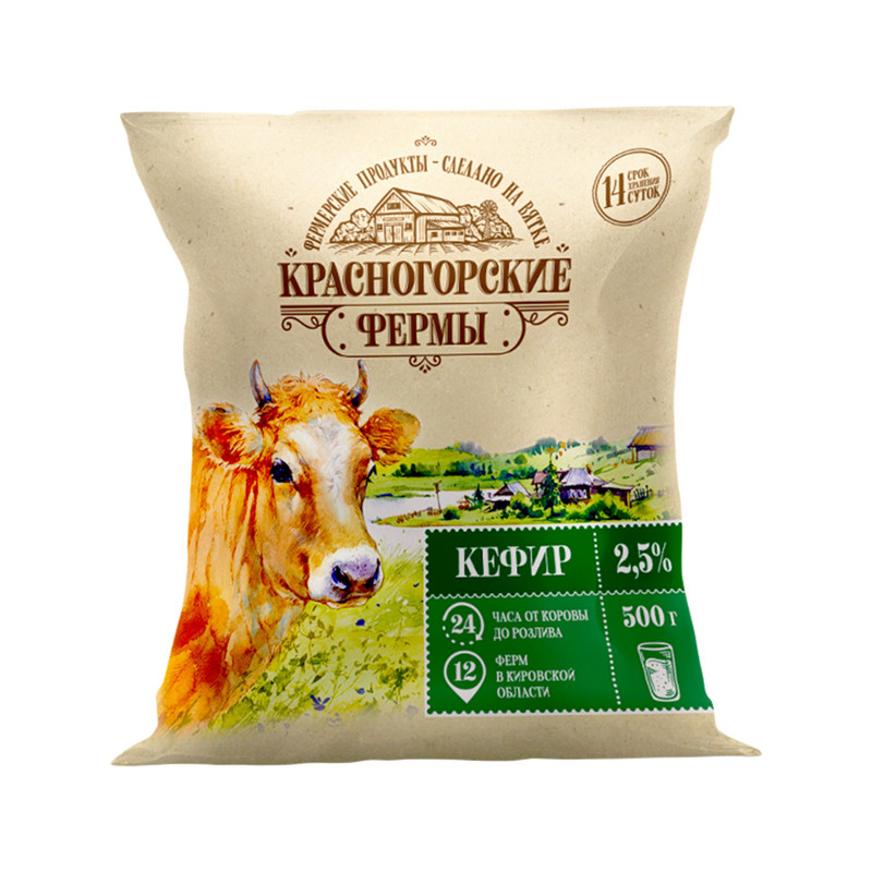 Кефир Красногорские Фермы 2.5%, 500мл