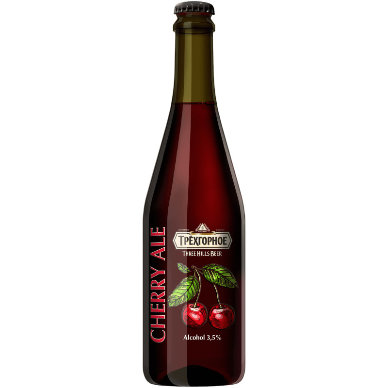 Напиток пивной Трехгорное Вишнёвый Эль со вкусом вишни фильтрованный пастеризованный 3.5%, 750мл