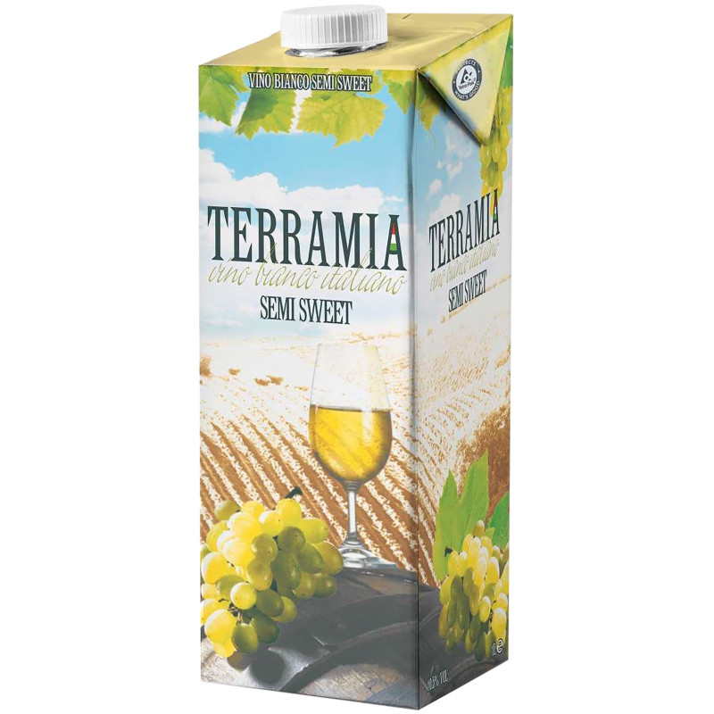 Вино Terramia белое полусладкое 10%, 1л
