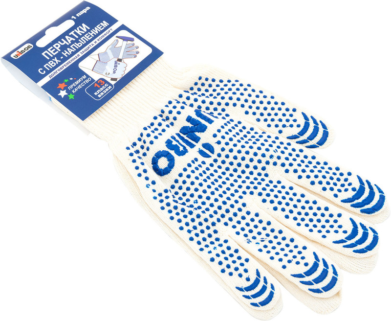 Перчатки Unibob Премиум трикотажные с ПВХ-напылением 1 пара