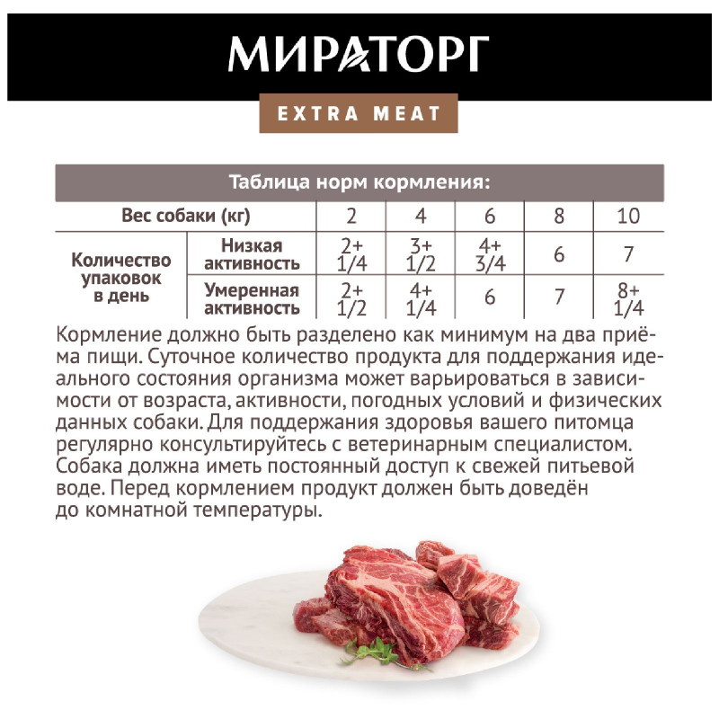 Влажный корм Мираторг Extra Meat говядина Black Angus для собак в соусе, 85г — фото 5