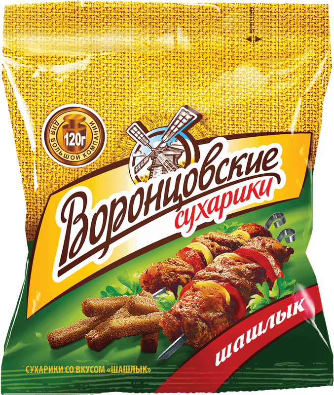 Сухарики Воронцовские ржано-пшеничные со вкусом шашлыка, 120г — фото 1