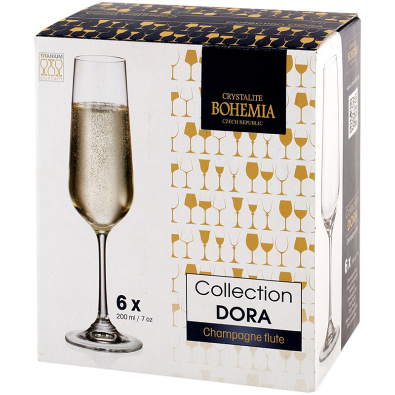 Набор бокалов Crystalite Bohemia Strix Dora для шампанского, 6х200мл — фото 3