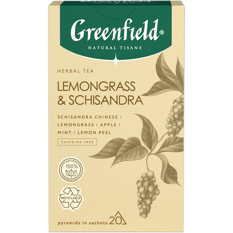 Чай Greenfield Natural Tisane Lemongrass & Schisandra, 20х1,8г