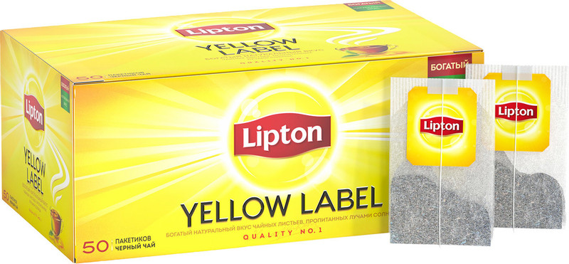 Чай Lipton Yellow Label чёрный в пакетиках, 50х2г