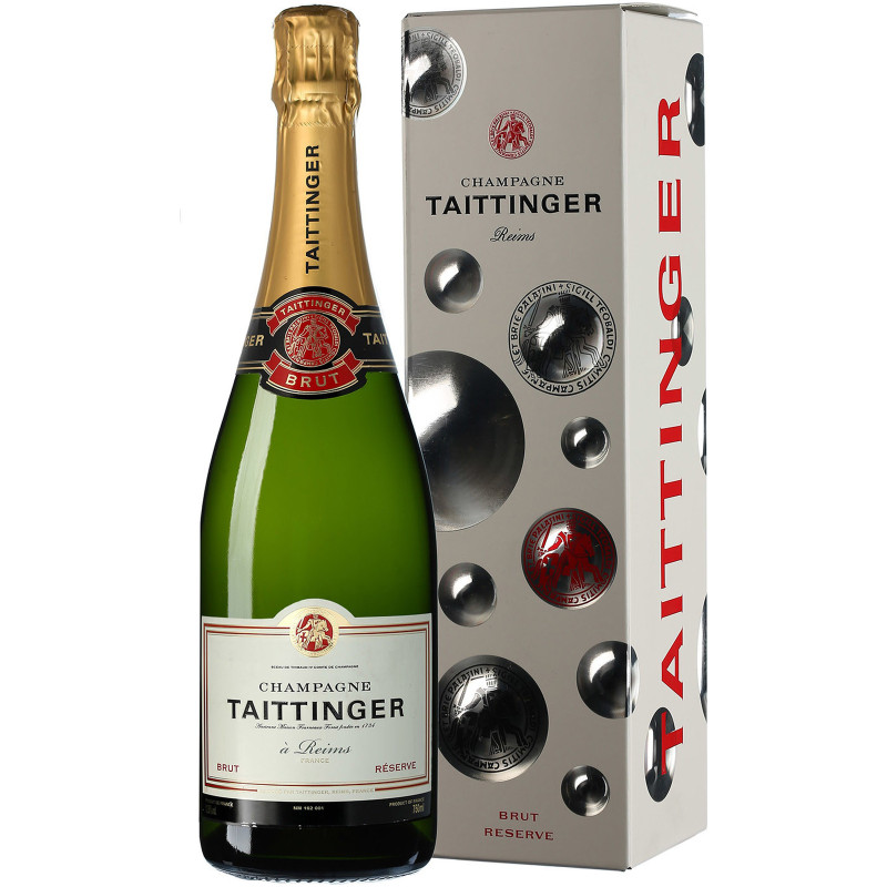 Шампанское Taittinger Брют Резерв белое брют 12.5% в подарочной упаковке, 750мл