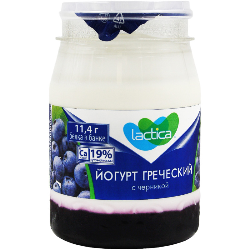 Йогурт Lactica Греческий с черникой 3%, 190г