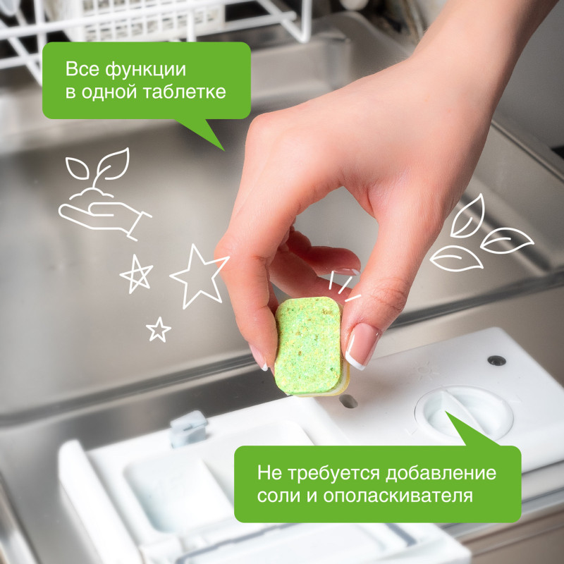 Таблетки для посудомоечных машин Synergetic биоразлагаемые бесфосфатные, 25шт — фото 3