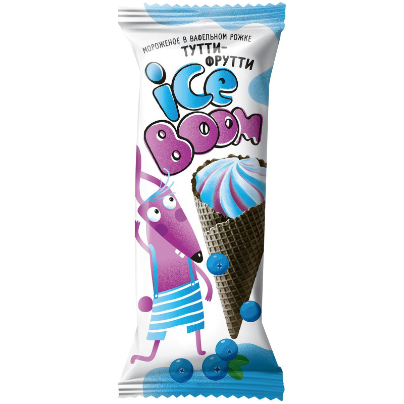 Мороженое Ice Boom черника-тутти-фрутти двухслойное стаканчик 4%, 100г