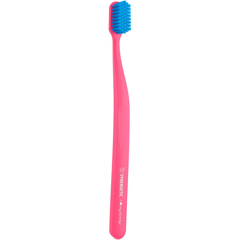 Зубная щётка Synergetic JBrush средней жёсткости для взрослых розовая — фото 1