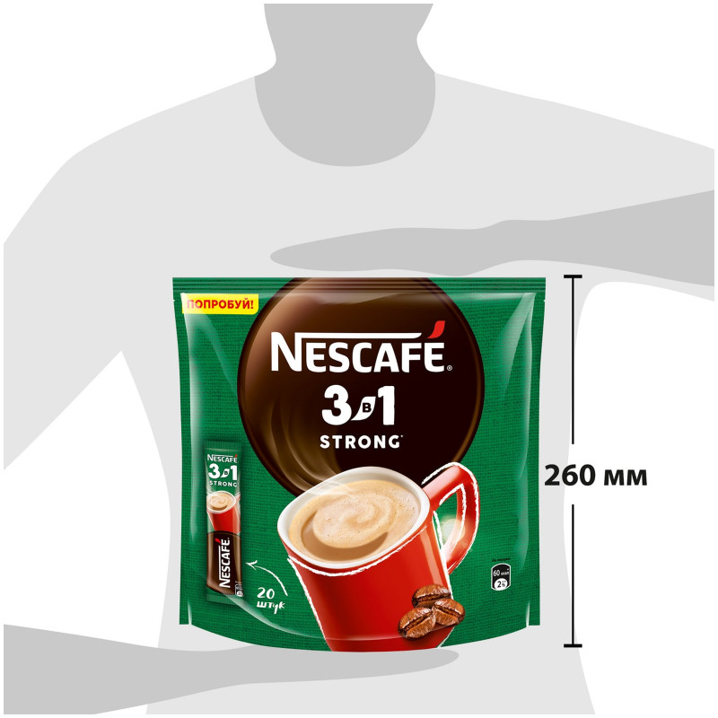 Кофе Nescafe 3в1 Крепкий растворимый, 20х14.5г — фото 6
