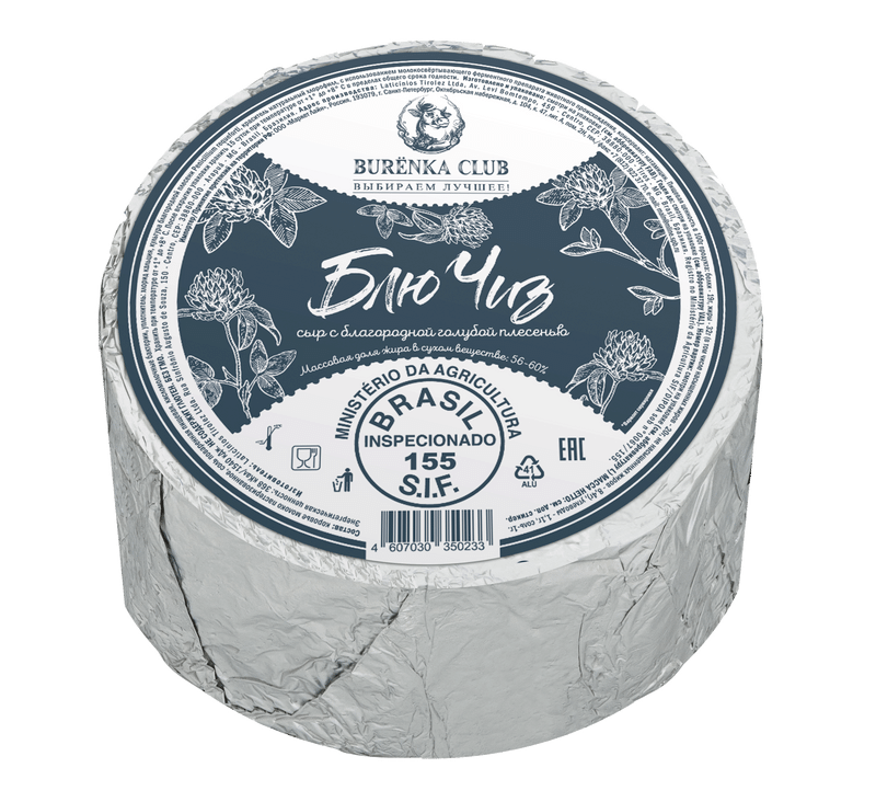 Сыр Burenka Club Блю чиз с благородной голубой плесенью 56-60%