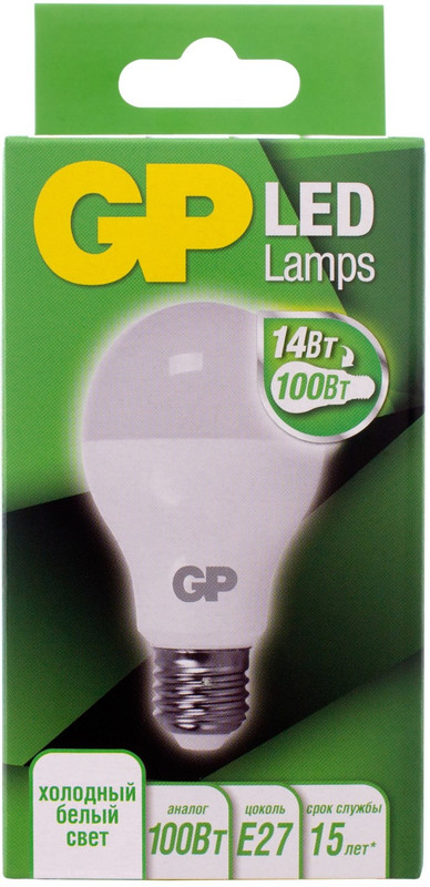 Лампа светодиодная GP LED A60 E27 40K 2CRB 14W холодный свет — фото 4