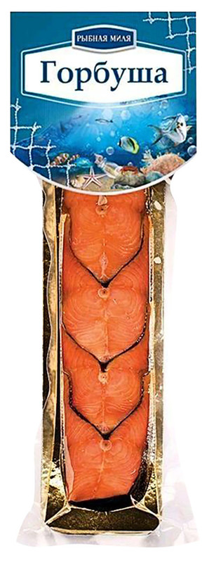 Горбуша Рыбная Миля кусочки холодного копчения косичка, 200г