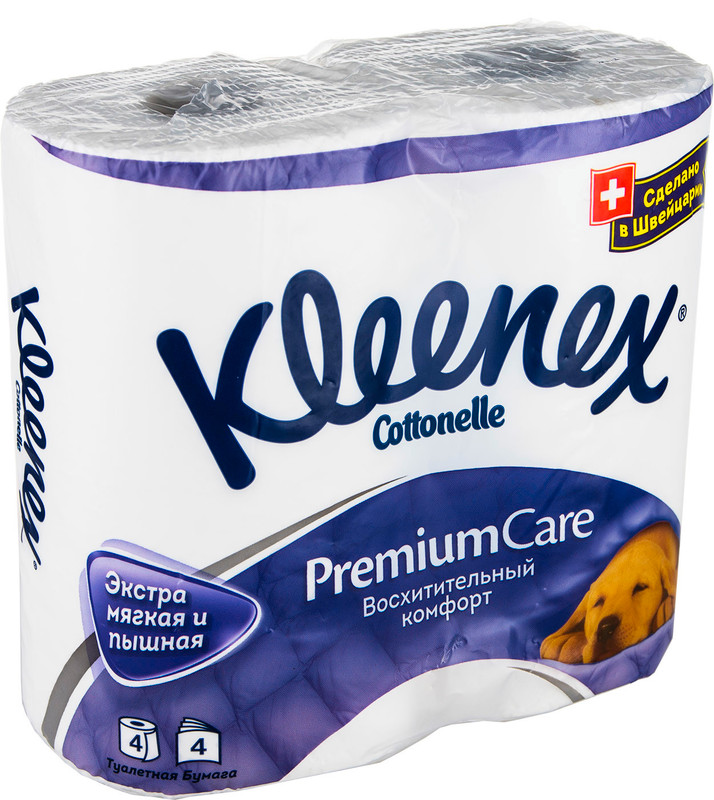 Туалетная бумага Kleenex Premium Care 4 слоя, 4шт