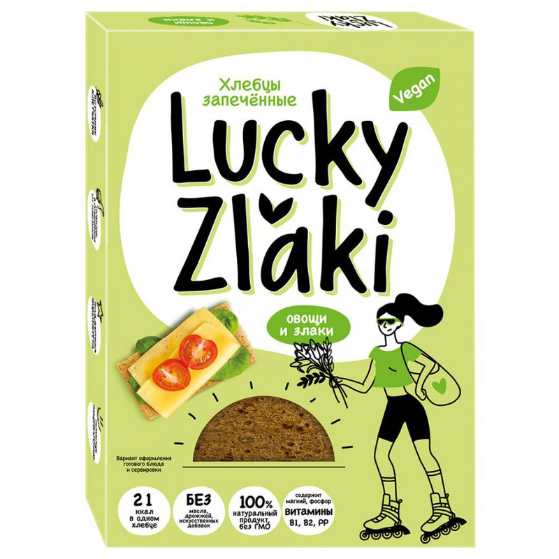 Хлебцы Lucky Zlaki Овощи и злаки хрустящие запечённые