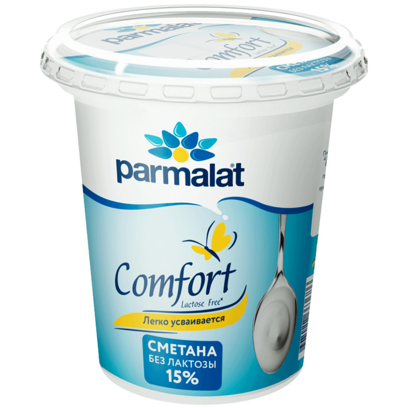 Сметана Parmalat Comfort безлактозная 15%, 300г - купить с доставкой в Москве в Перекрёстке