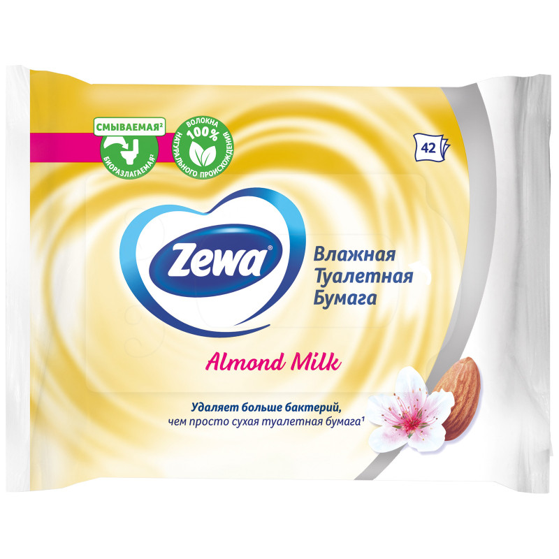 Бумага туалетная Zewa 42шт Almond milk влажная — фото 2