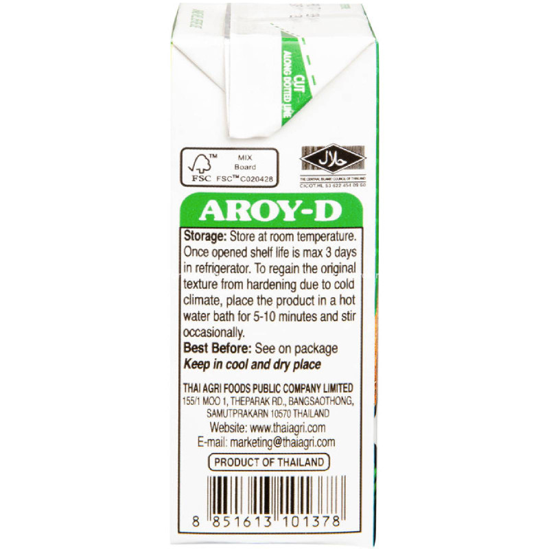 Молоко кокосовое 60% Aroy-D 17-19%, 250мл — фото 2