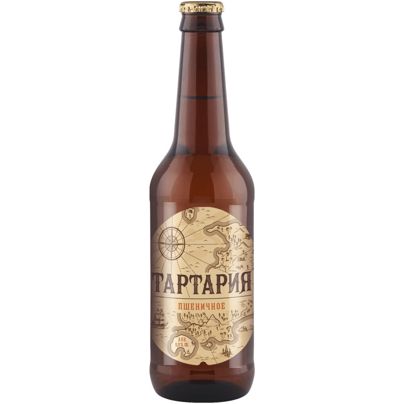 Пиво Тартария светлое пшеничное нефильтрованное пастеризованное 5,5%, 450мл