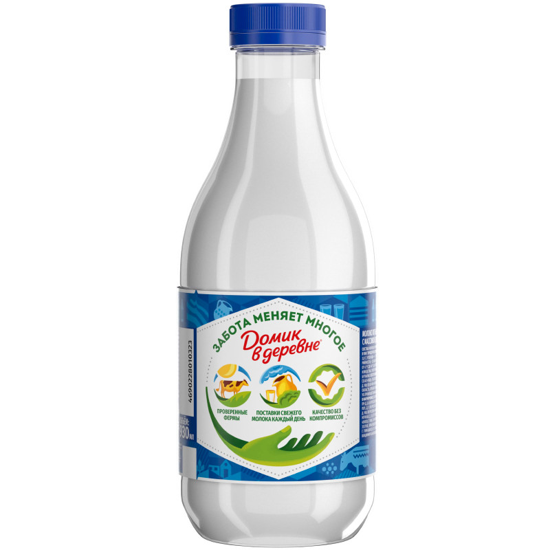 Молоко пастеризованное Домик в деревне 2.5%, 930мл — фото 1