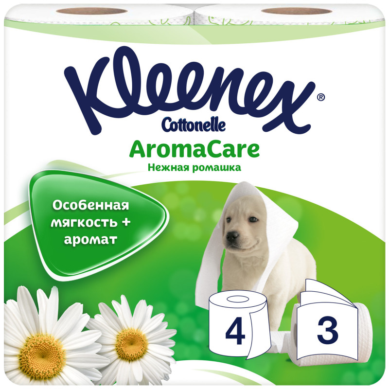 Туалетная бумага Kleenex Veltie Ромашка ароматизированная, 4шт
