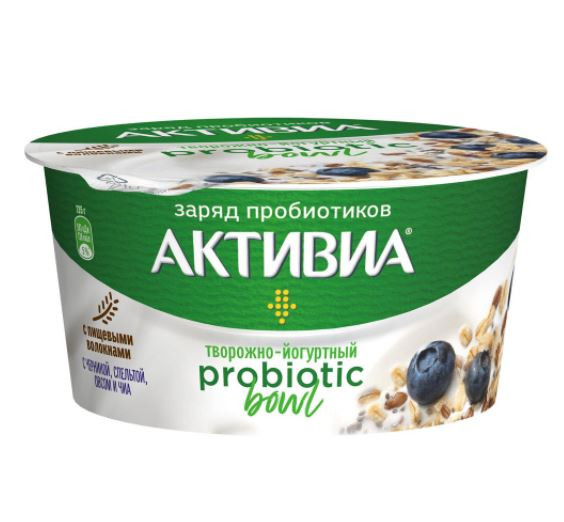 Продукт творожно-йогуртовый Активиа черника-злаки-семена чиа 3.5%, 135г — фото 2
