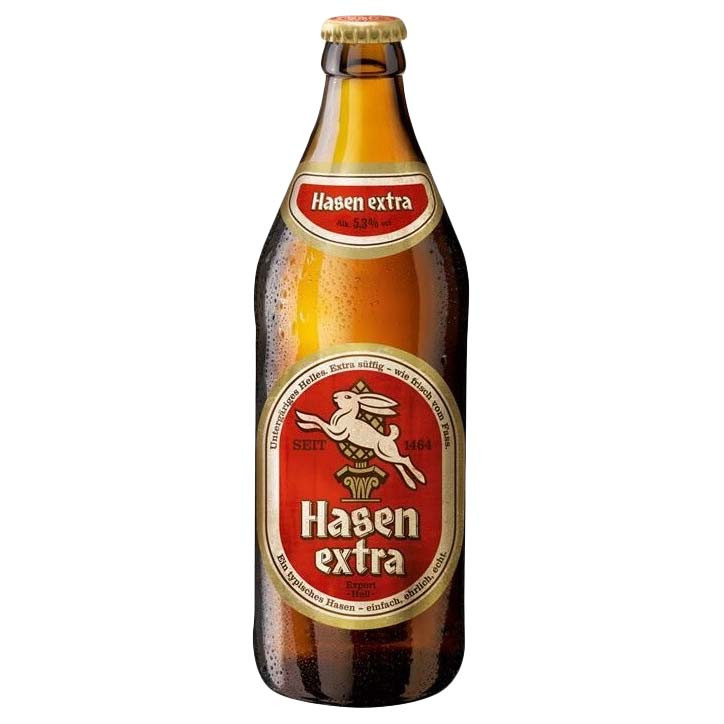 Пиво Hasen-Brau Экстра светлое фильтрованное 5.3%, 500мл