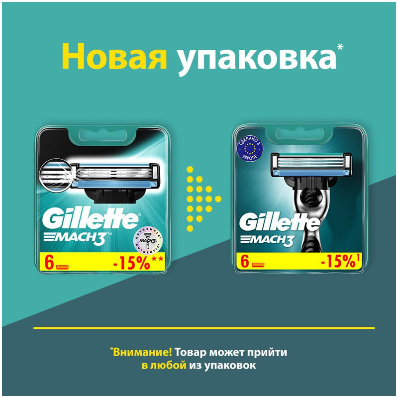Кассеты для бритья Gillette Mach3 сменные, 6шт — фото 2