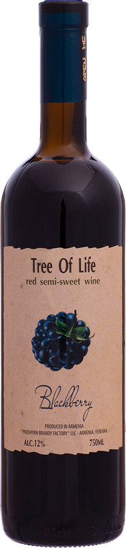Вино плодовое Tree Of Life Ежевика красное полусладкое 12%, 750мл