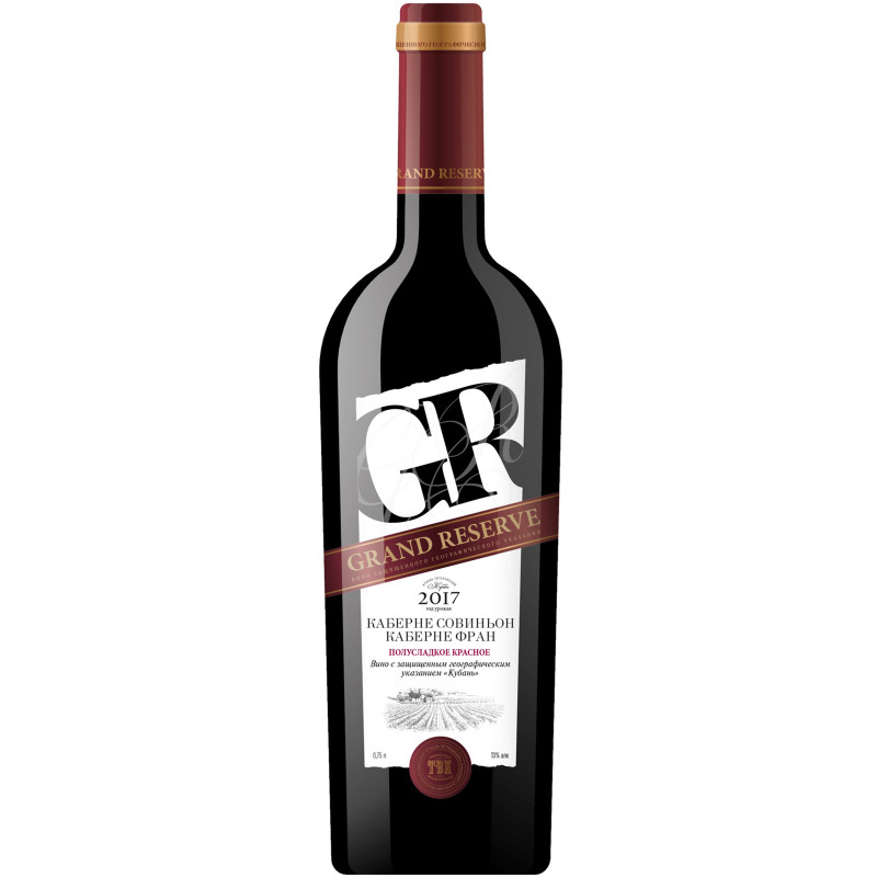 Вино Каберне Совиньон-Каберне Фран красное полусладкое 11%, 750мл