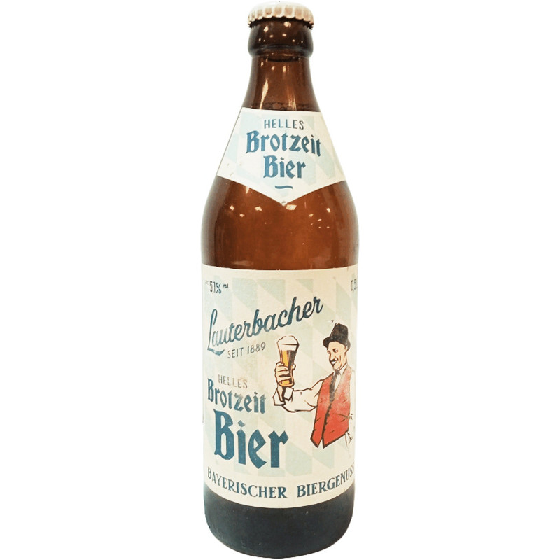 Пиво Lauterbacher Helles Brotzeit Bier светлое непастеризованное нефильтрованное неосветлённое 5,1%, 500мл