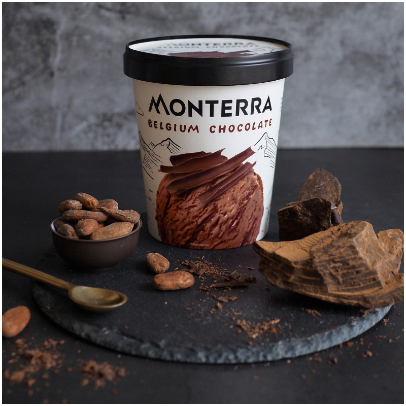 Мороженое сливочное Monterra Belgium Chocolate с бельгийским шоколадом и шоколадным соусом 10.5%, 276г — фото 1