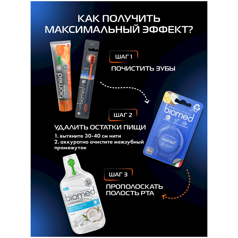 Зубная щетка Biomed Mineral комплексная против налета от кофе и табака жесткая — фото 5