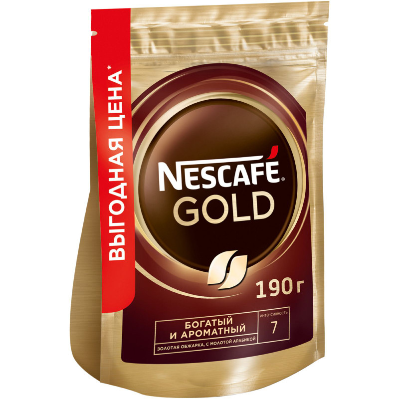 Кофе Nescafé Gold натуральный растворимый с добавлением молотого, 190г — фото 2
