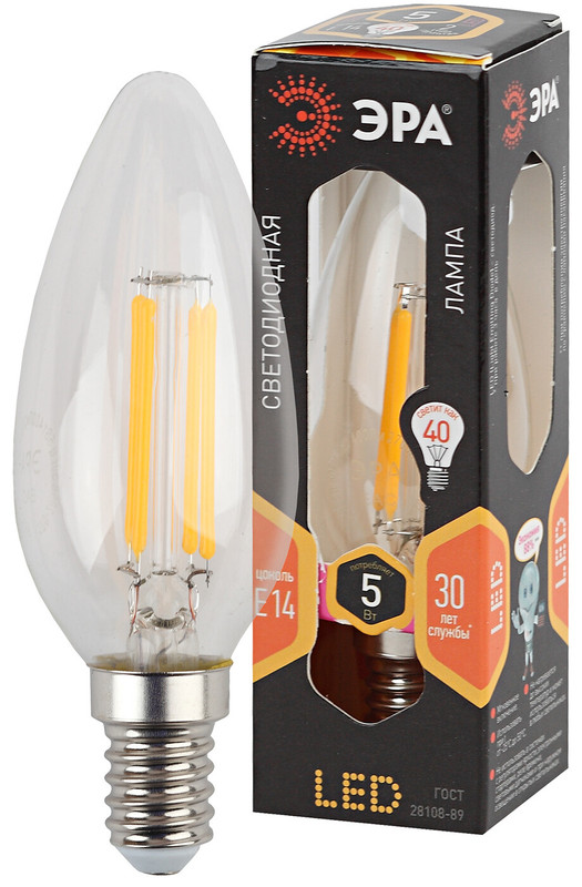Лампа светодиодная Эра F-LED B35 E14 5W 827