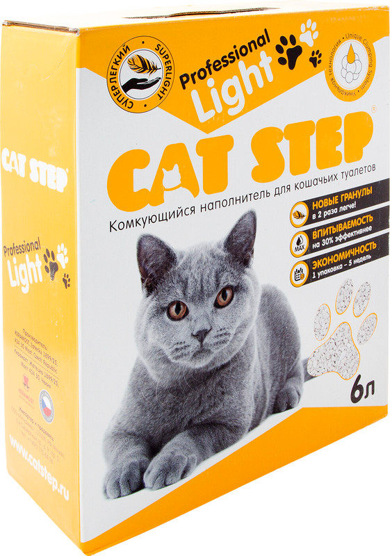 Наполнитель для кошачьего туалета Cat Step Professional Light комкующийся ультралегкий, 6л — фото 1