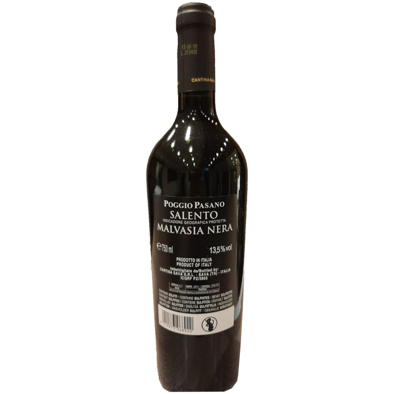 Вино Poggio Passo Malvasia Nera красное полусухое 13.5%, 750мл — фото 1
