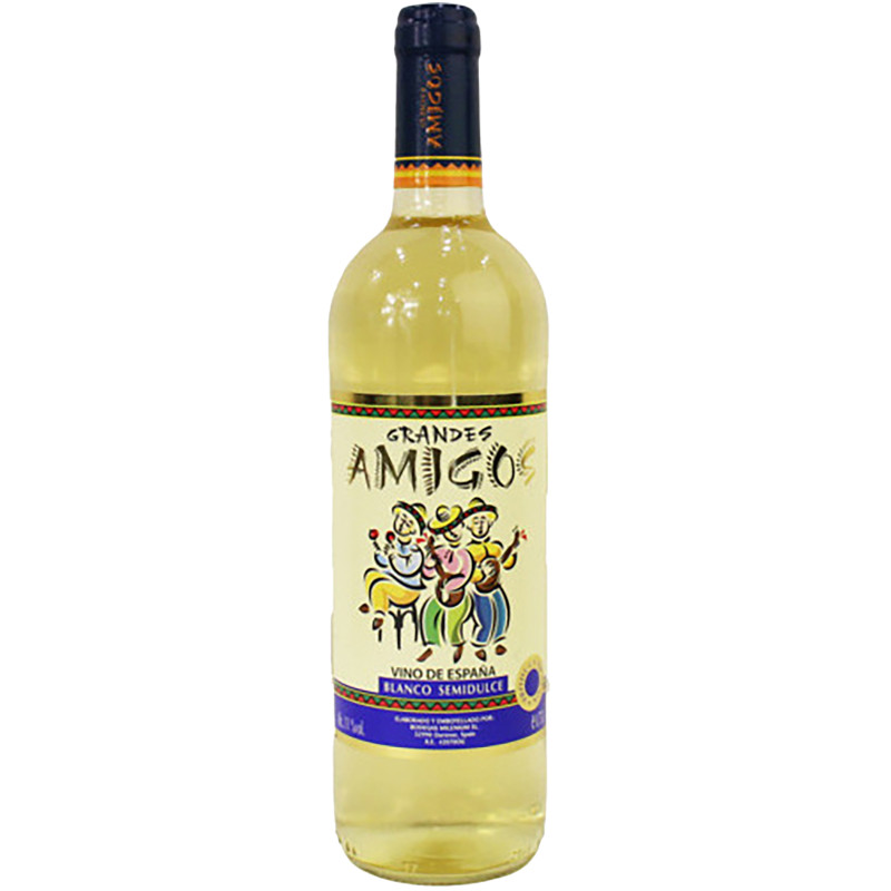 Вино Grandes Amigos белое полусладкое 10-13%, 750мл