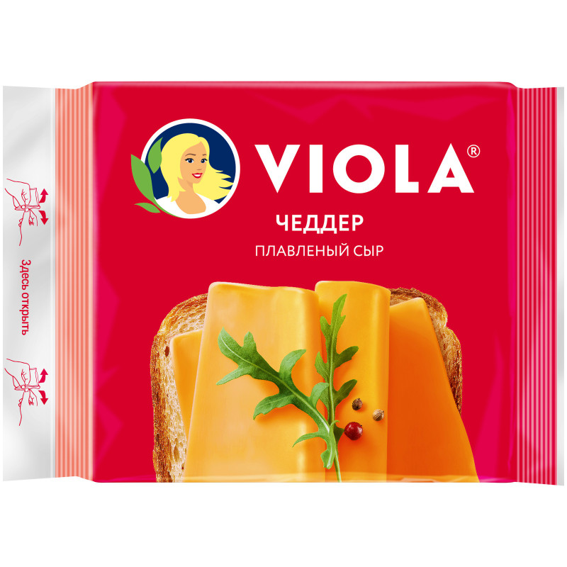 Сыр Viola плавленый Чеддер в ломтиках, 140г — фото 1