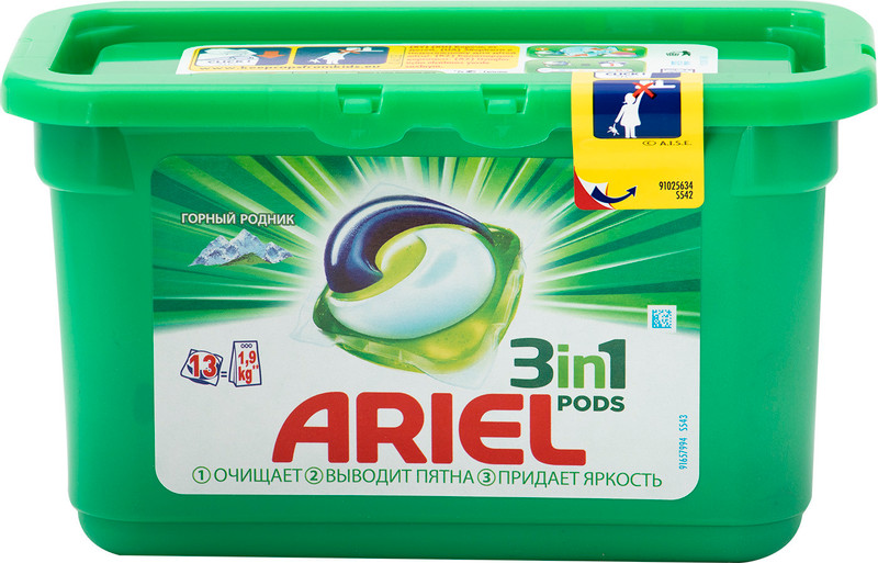 Капсулы для стирки Ariel 3in1 Pods Горный Родник, 13шт — фото 3