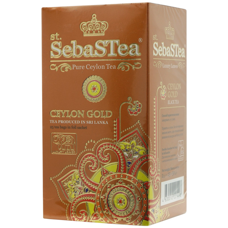 Чай SebasTea Ceylon Gold чёрный байховый цейлонский мелколистовой, 25х2г