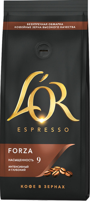 Кофе L`or Espresso Forza натуральный жареный в зёрнах, 230г