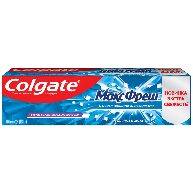 Зубная паста Colgate Макс Фреш Взрывная мята с освежающими кристаллами для защиты от кариеса, 100мл — фото 1