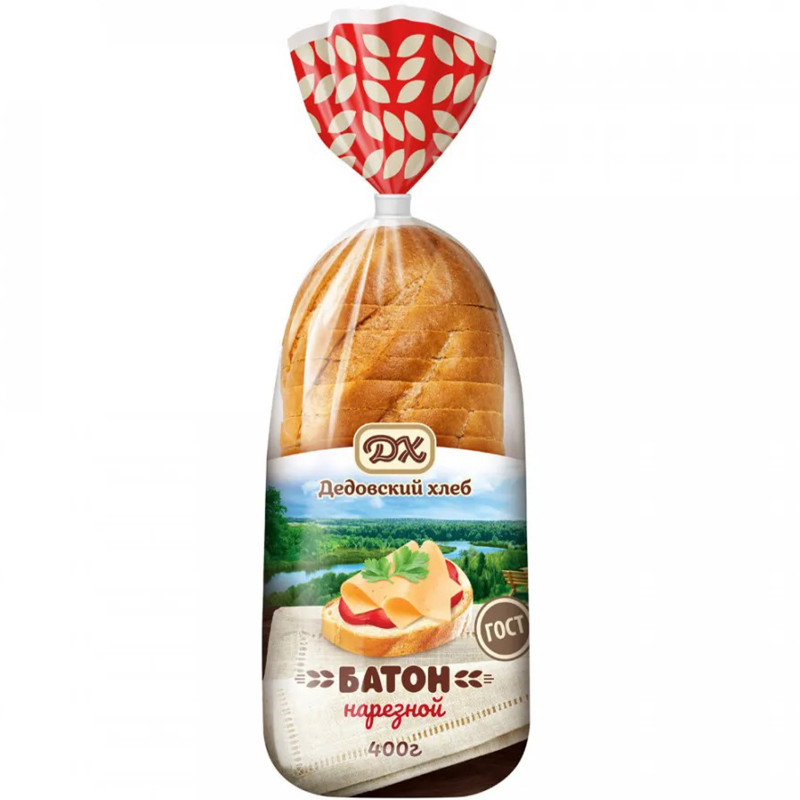 Батон Дедовский Хлеб Нарезной высший сорт, 400г