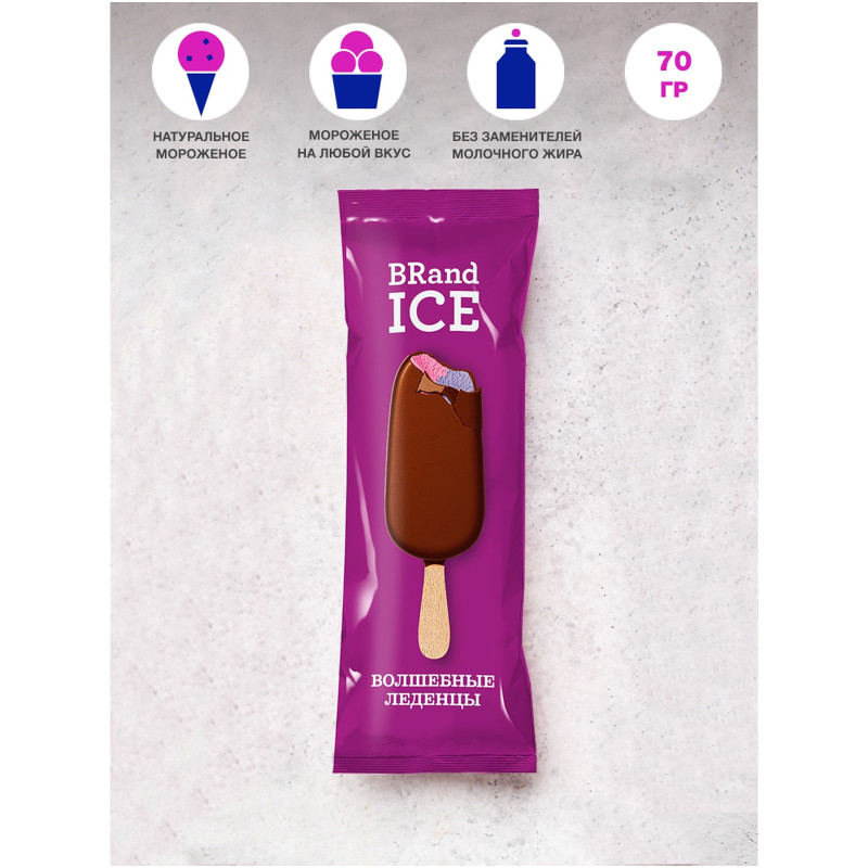 Мороженое BrandIce Волшебные леденцы эскимо сливочное со вкусом лимонных леденцов в горьком шоколаде, 70г — фото 1